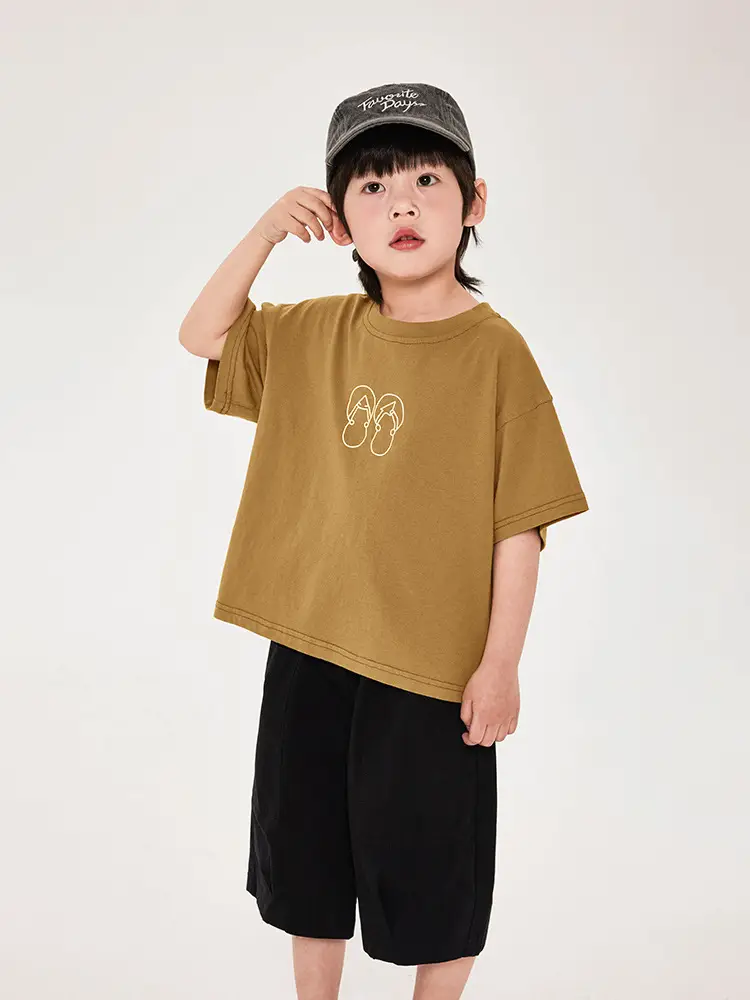 Boys T-Shirt Brown Print Cotton Shorts Set - Image 6