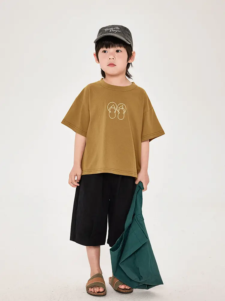 Boys T-Shirt Brown Print Cotton Shorts Set - Image 7