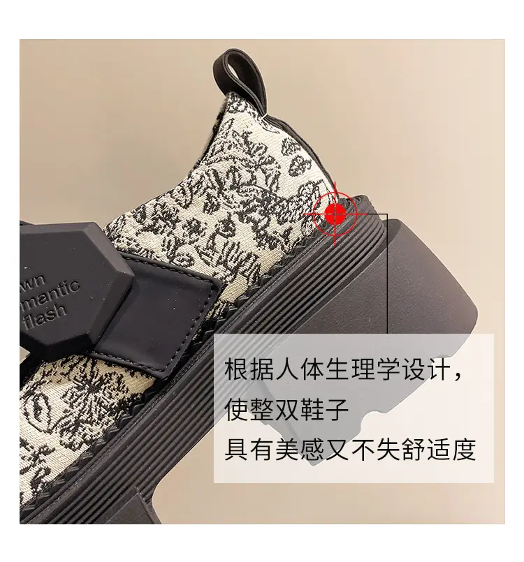 Guofeng Women's Printed Mary Jane Thick Heel Loafers — feature 17