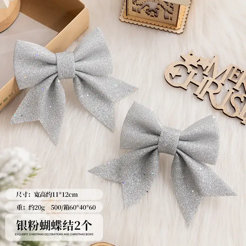 Red Glitter Christmas Bow Decor Pendants
