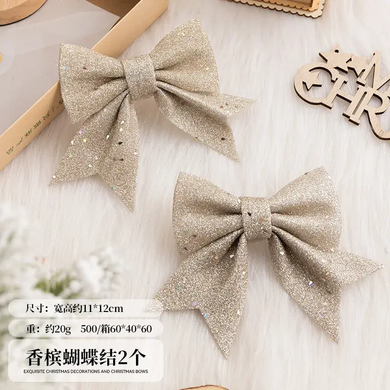 Red Glitter Christmas Bow Decor Pendants