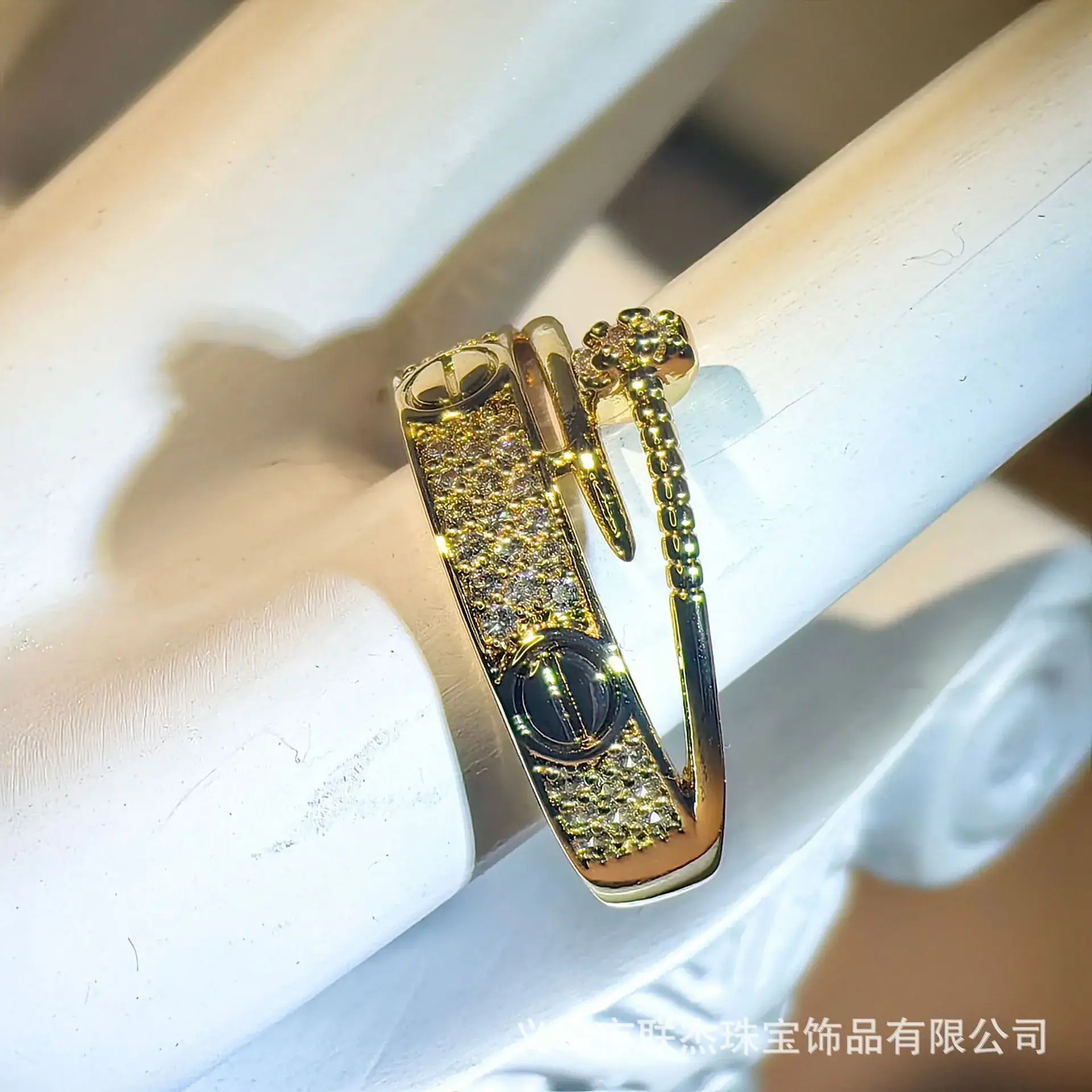 18K Gold Plated Diamond Ring for Men - Image 5