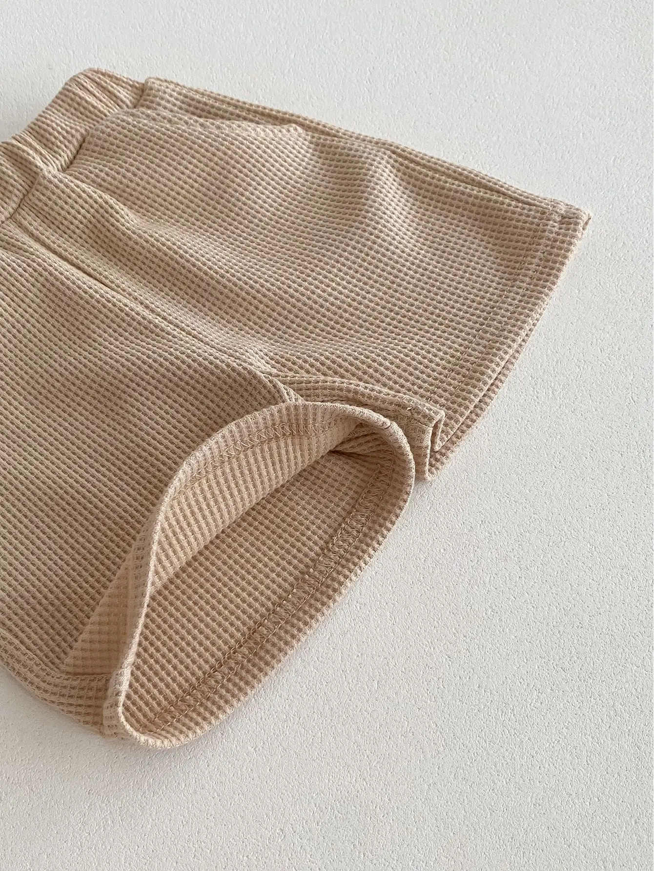 Korean New Boys' Summer Casual Suit Waffle Small Lapel Short-Sleeved T-Shirt Shorts Two-Piece Set — feature 20