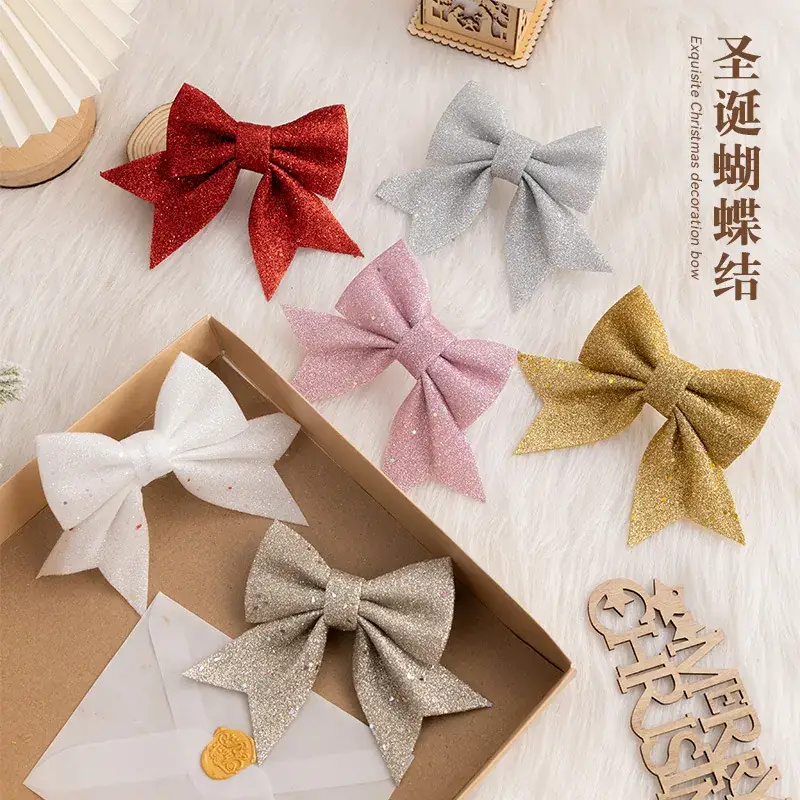 Red Glitter Bow Decor for Christmas Tree & Home