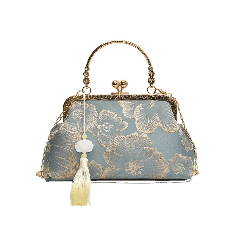 Embroidered Gold Handbag for Women's Evening Party - Image 8