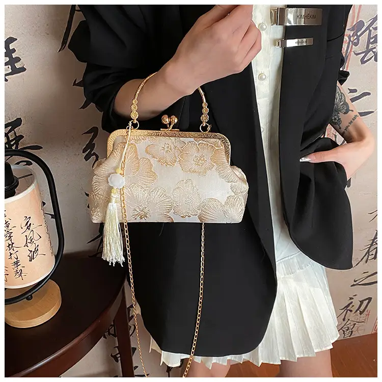 Embroidered Gold Handbag for Women's Evening Party — feature 10