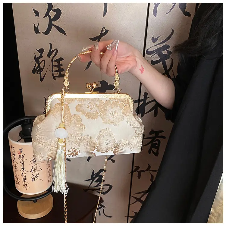 Embroidered Gold Handbag for Women's Evening Party — feature 11