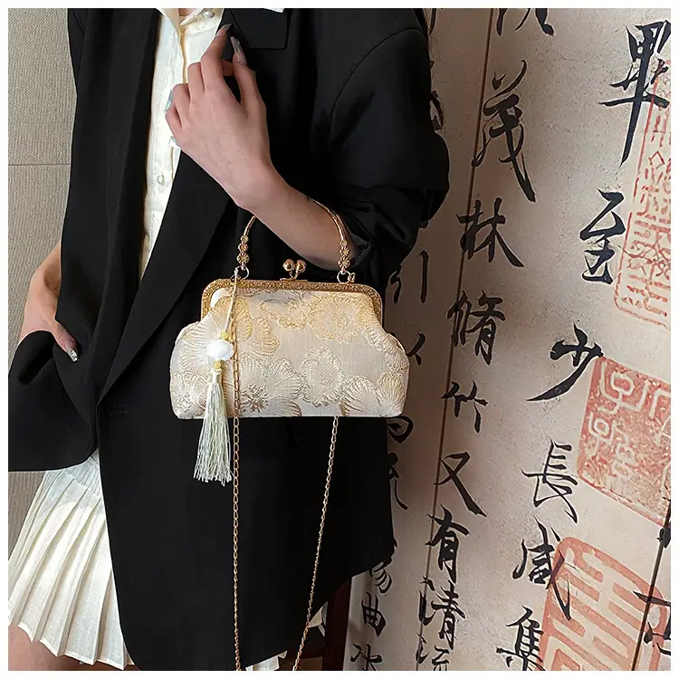 Embroidered Gold Handbag for Women's Evening Party — feature 12