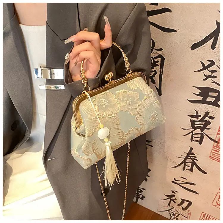 Embroidered Gold Handbag for Women's Evening Party — feature 14