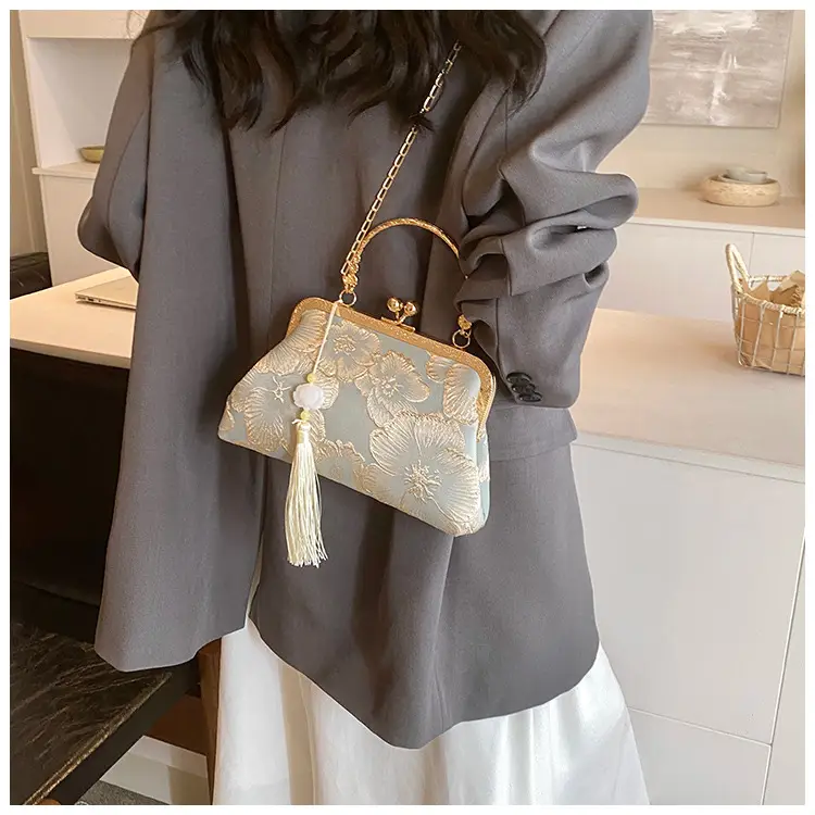 Embroidered Gold Handbag for Women's Evening Party — feature 20
