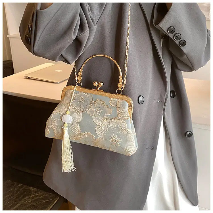 Embroidered Gold Handbag for Women's Evening Party — feature 21