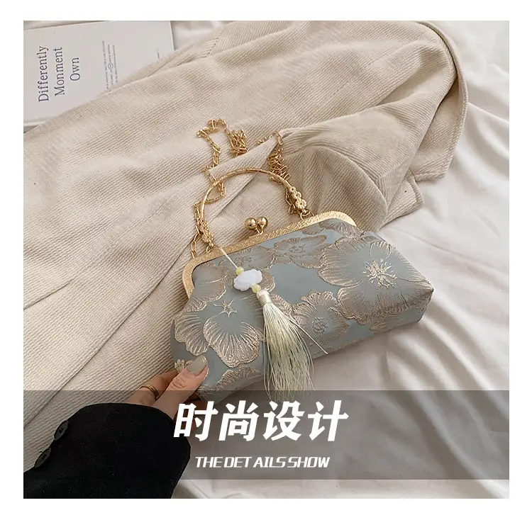 Embroidered Gold Handbag for Women's Evening Party — feature 4