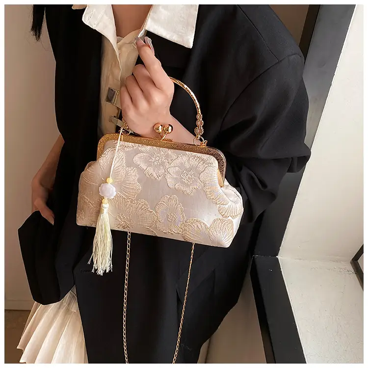 Embroidered Gold Handbag for Women's Evening Party — feature 6