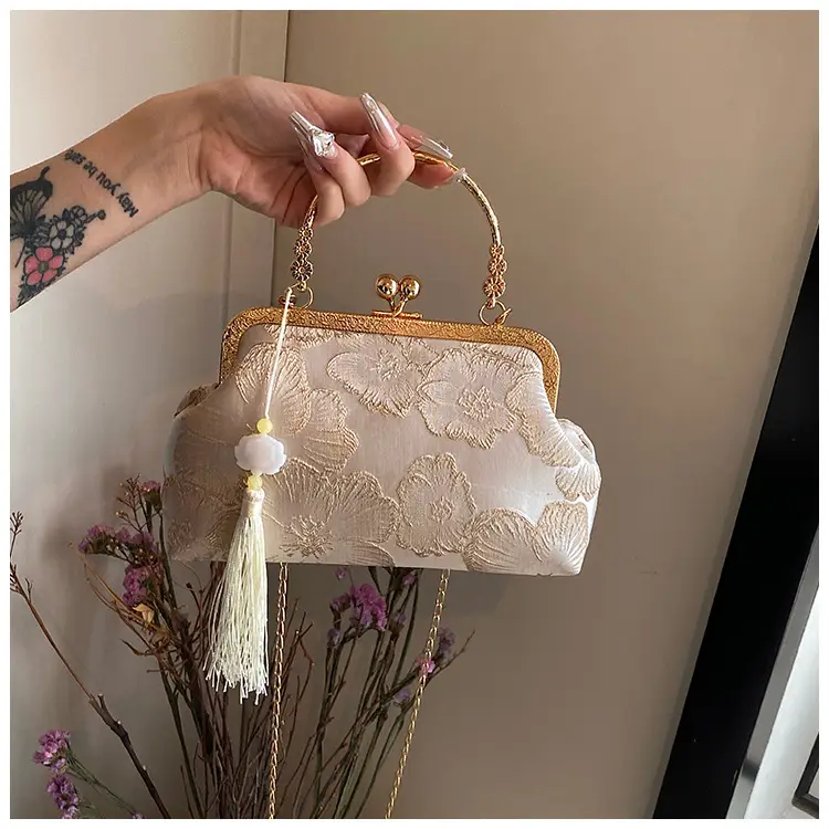 Embroidered Gold Handbag for Women's Evening Party — feature 7