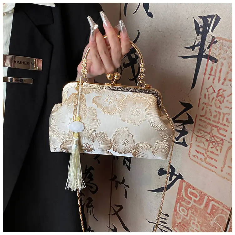 Embroidered Gold Handbag for Women's Evening Party — feature 8