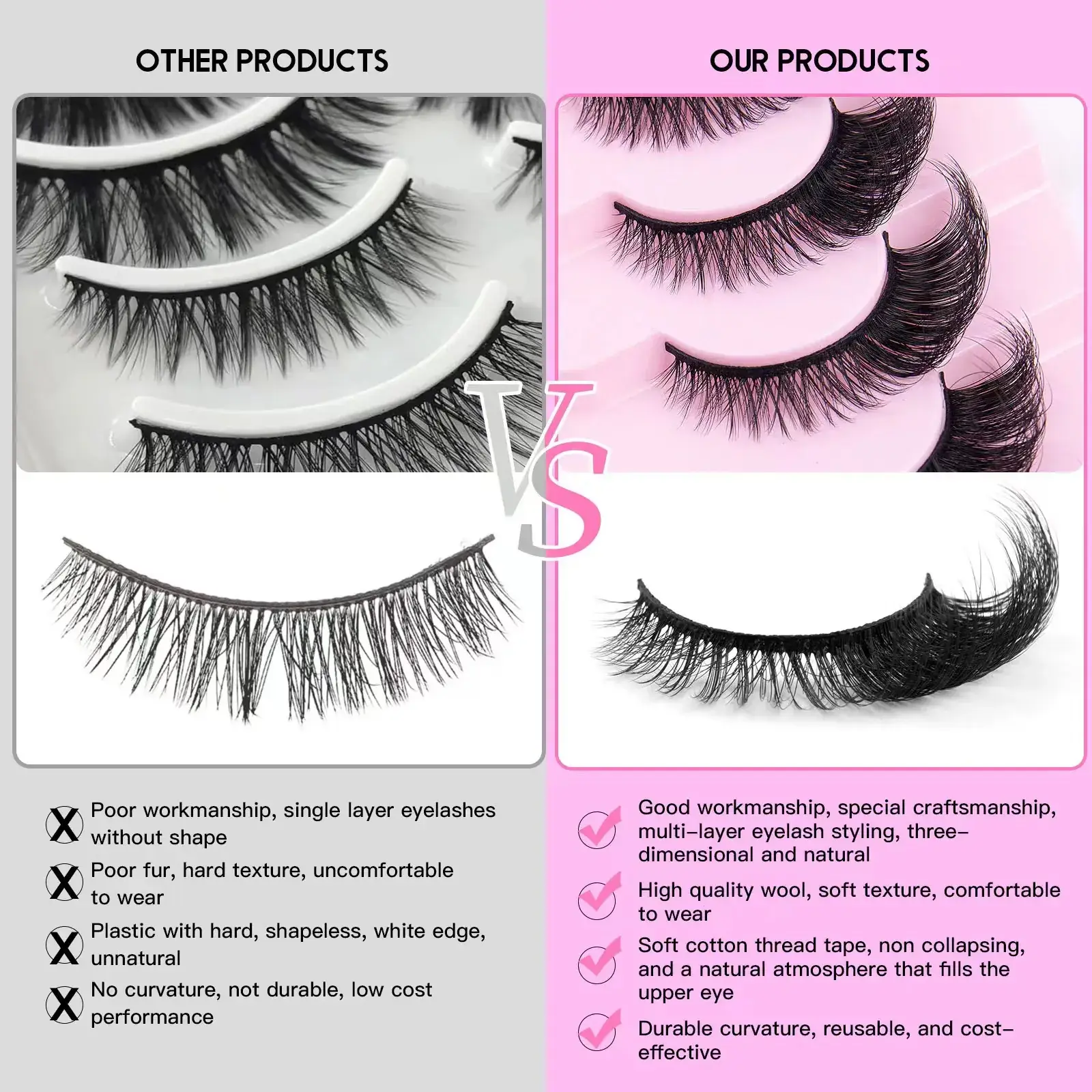 False Eyelashes Thick Natural Export Style - Image 6