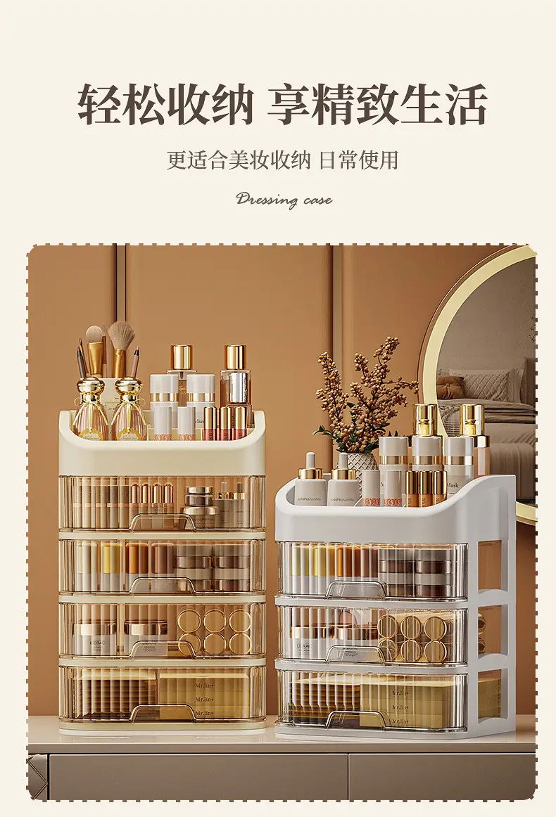 Golden Layered Makeup Storage Rack for Vanity — feature 2