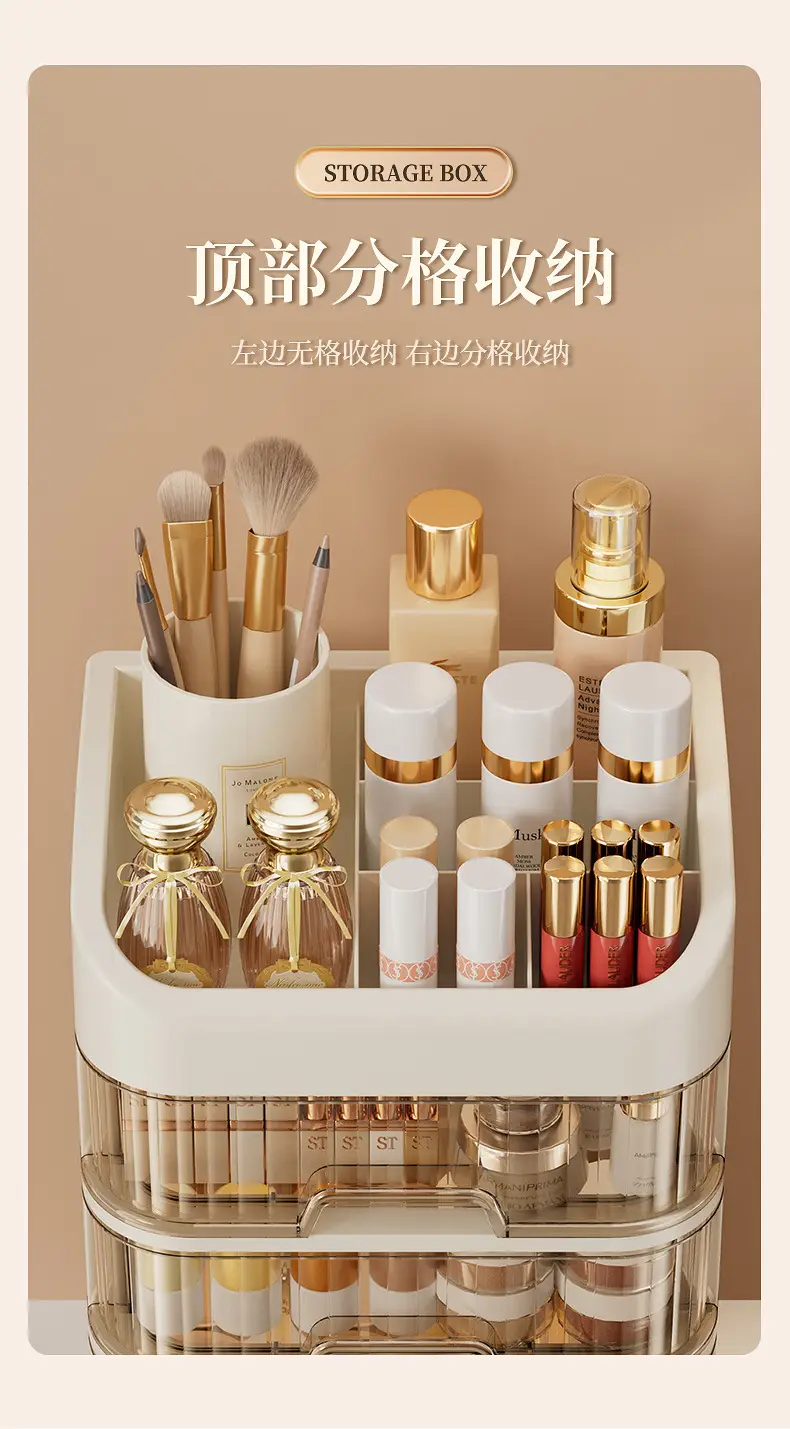 Golden Layered Makeup Storage Rack for Vanity — feature 7