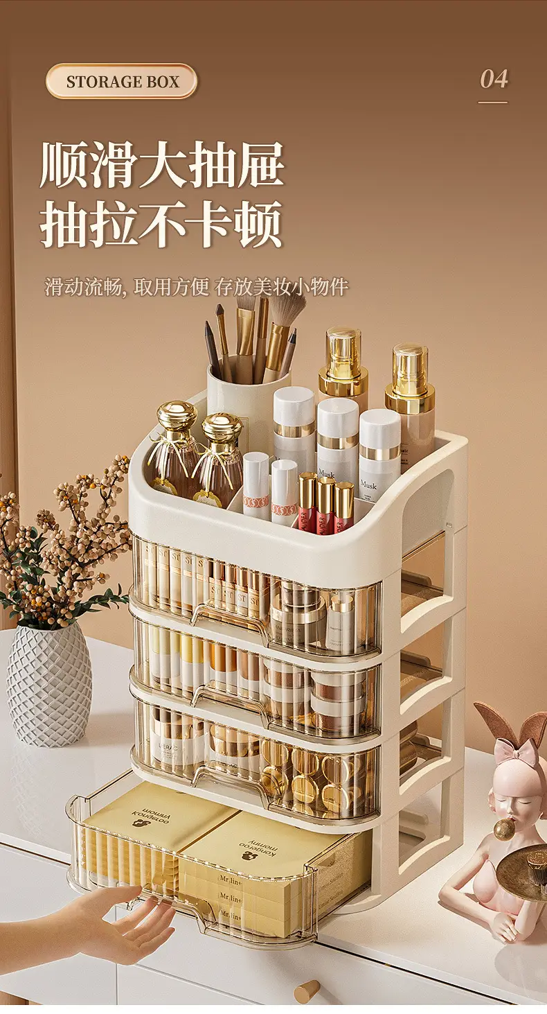Golden Layered Makeup Storage Rack for Vanity — feature 8