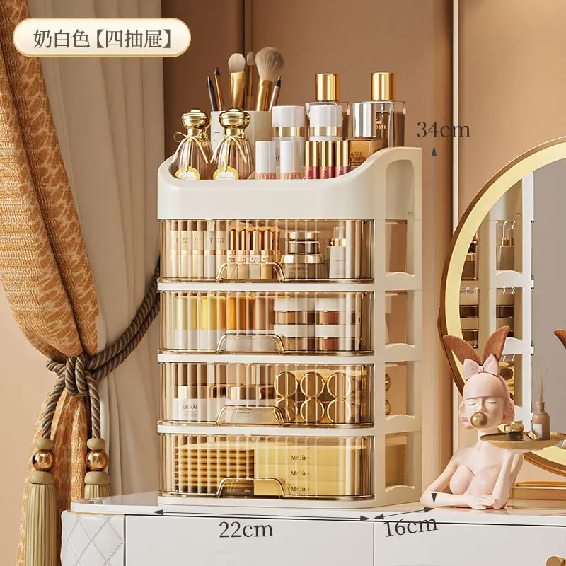 Golden Layered Makeup Storage Rack for Vanity