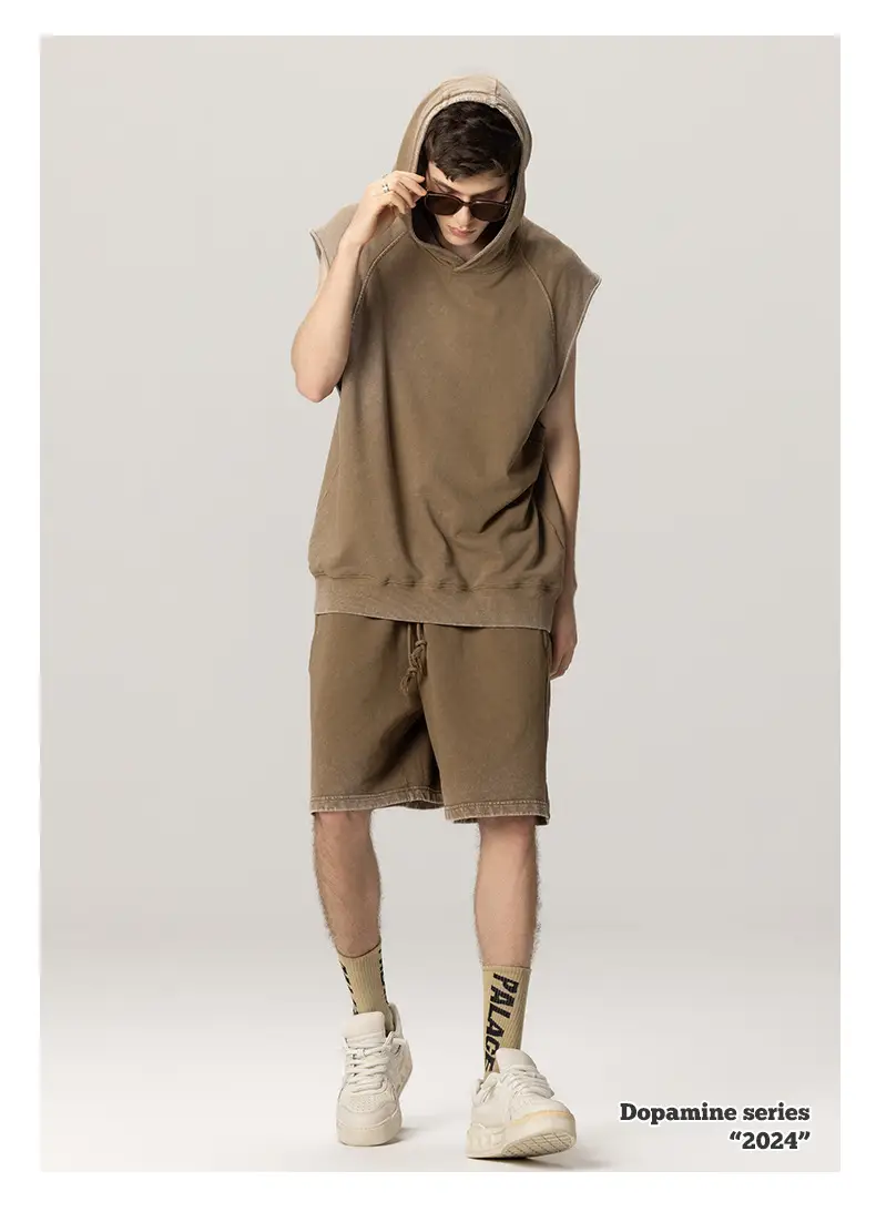 310g Heavy Duty Wash Hooded Vest for Men Olive Green — feature 11