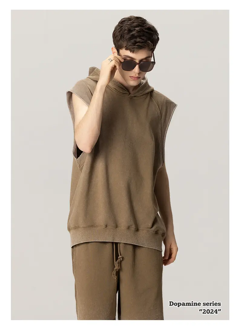 310g Heavy Duty Wash Hooded Vest for Men Olive Green — feature 12