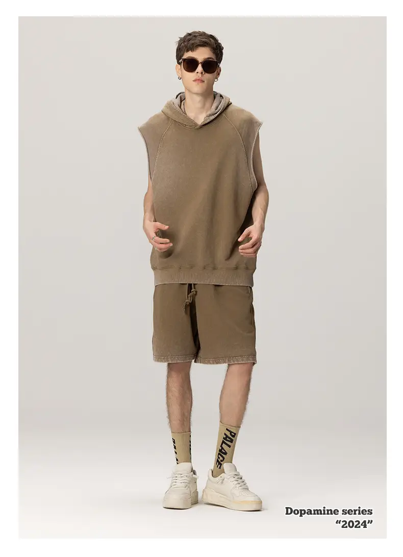 310g Heavy Duty Wash Hooded Vest for Men Olive Green — feature 13