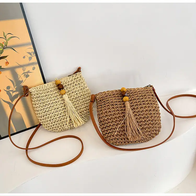 Bohemian Straw Tassel Shoulder Bag Brown 2026 — feature 21