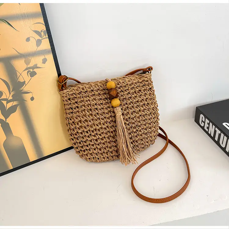 Bohemian Straw Tassel Shoulder Bag Brown 2026 — feature 22