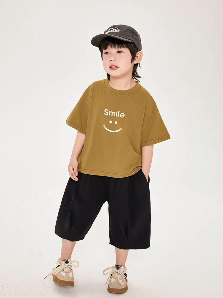 Boys T-Shirt Smiley Cotton Shorts Summer Wear - Image 3