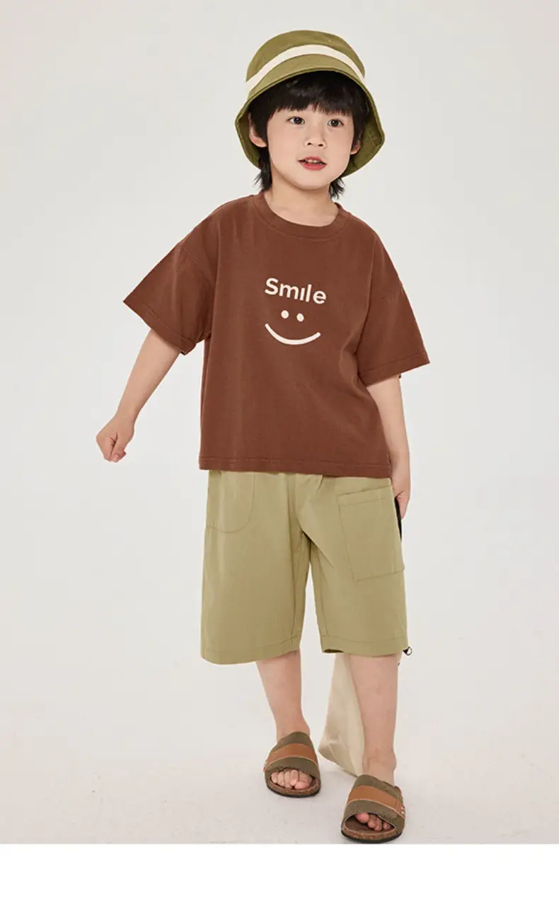 Boys T-Shirt Smiley Cotton Shorts Summer Wear — feature 2