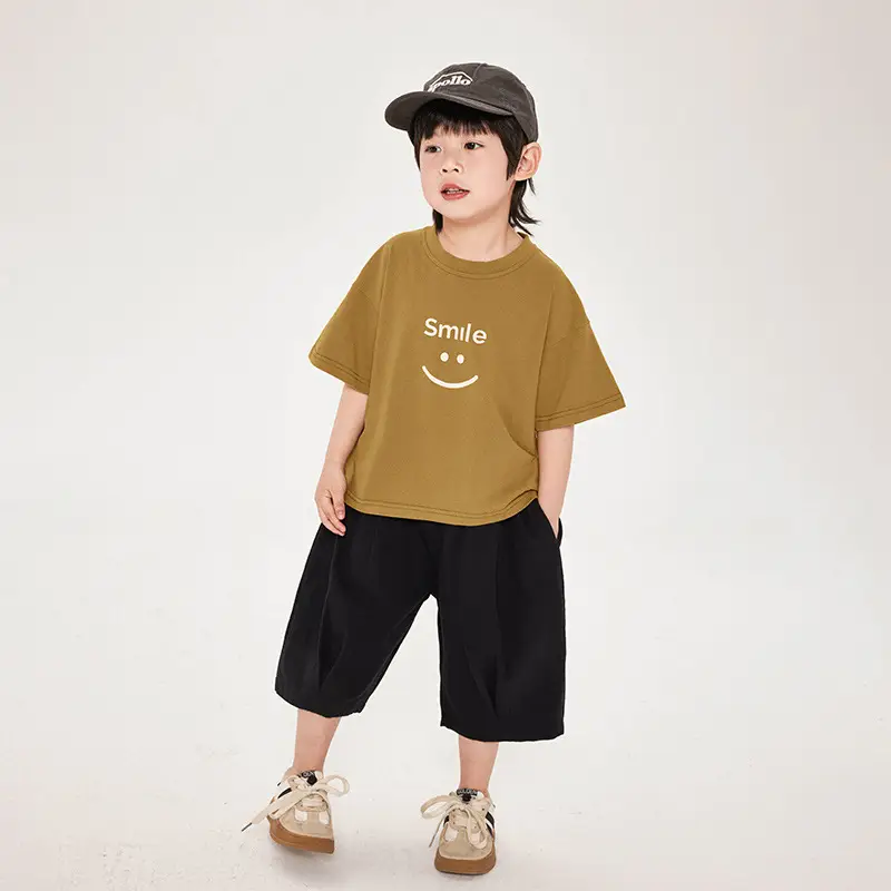 Boys T-Shirt Smiley Cotton Shorts Summer Wear - Image 2