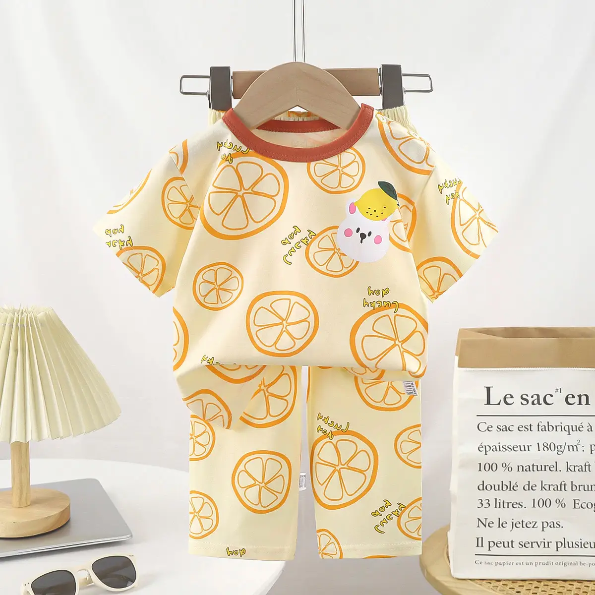 Pink Bunny Print Boys Summer Cotton Pajamas Set - Image 19