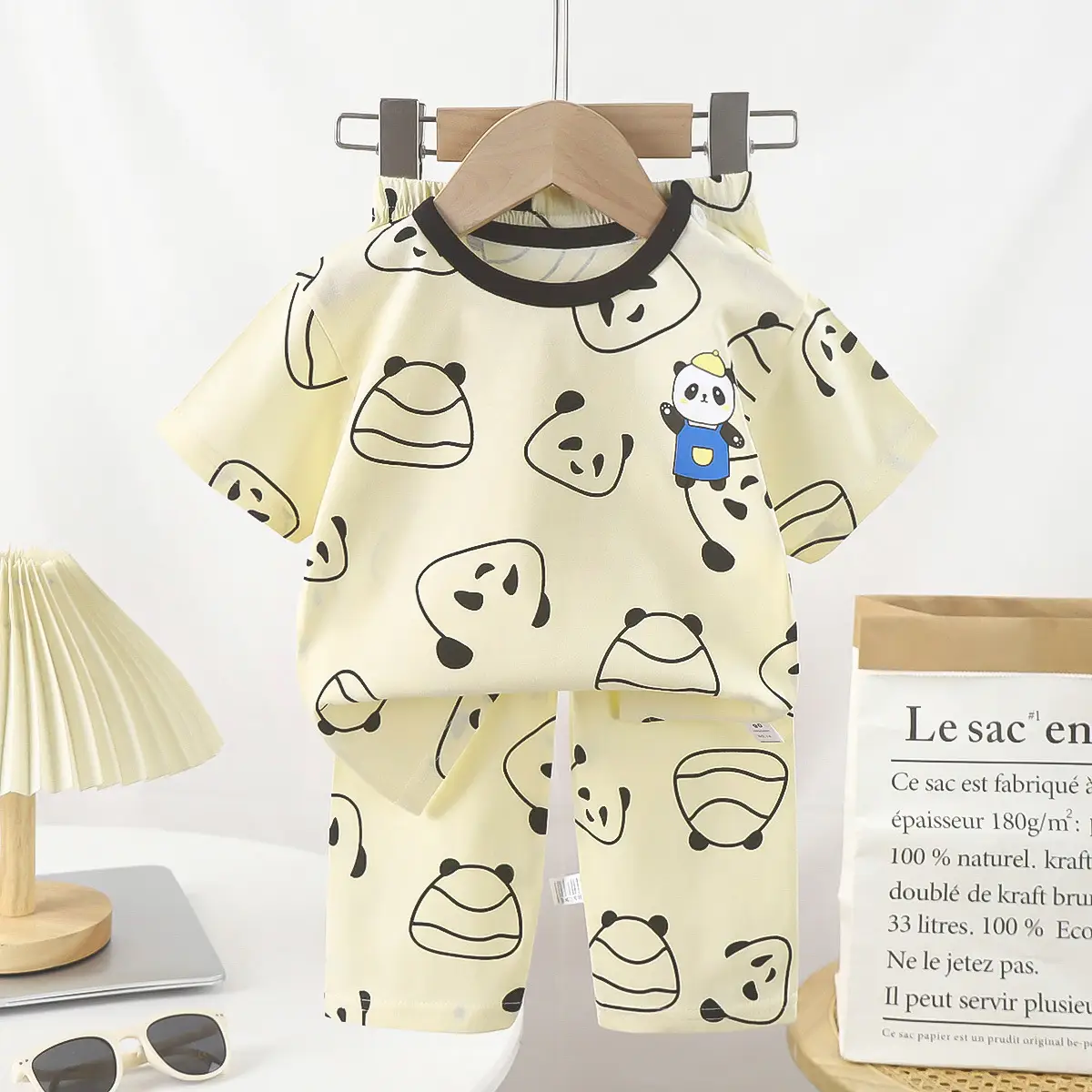 Pink Bunny Print Boys Summer Cotton Pajamas Set - Image 7