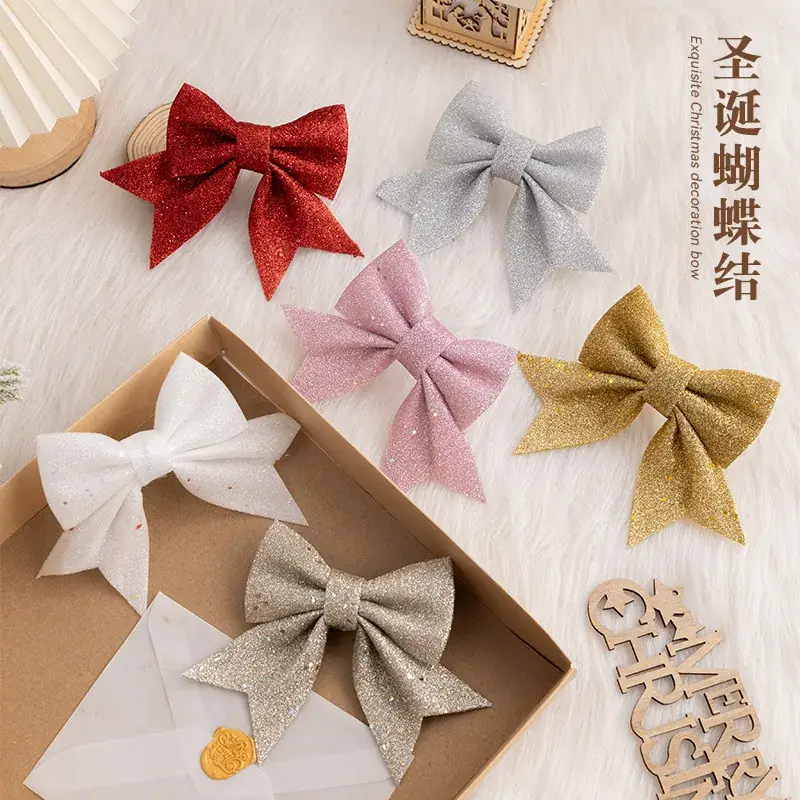 Golden Glitter Bow Accessories for Christmas Tree Decor - Image 9