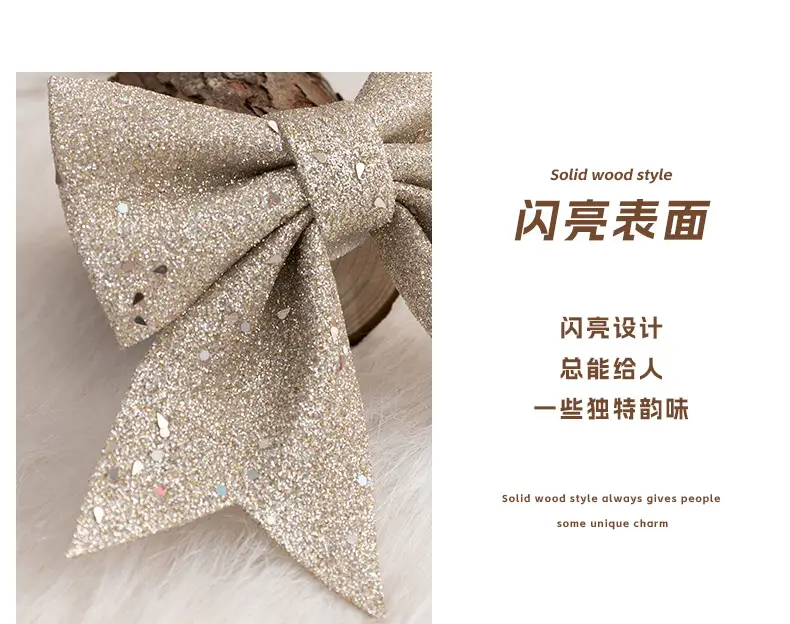 Golden Glitter Bow Accessories for Christmas Tree Decor — feature 4