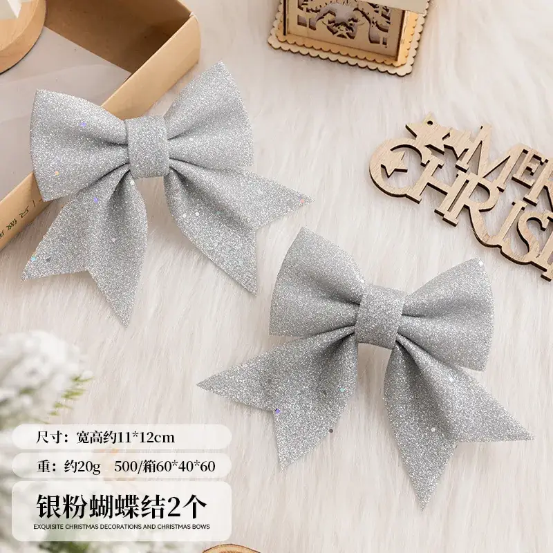 Golden Glitter Bow Accessories for Christmas Tree Decor - Image 2