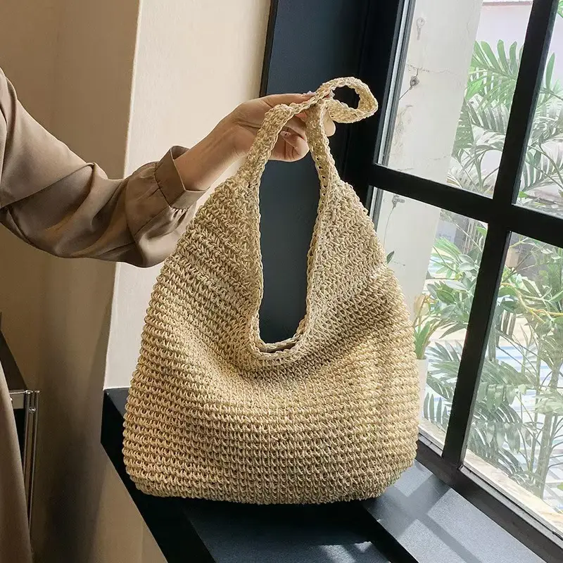 Handmade Woven Straw Tote Bag for Women Large Capacity