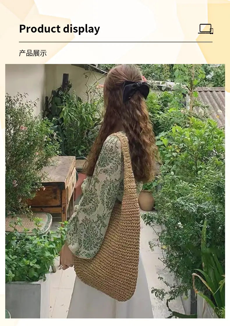 Handmade Woven Straw Tote Bag for Women Large Capacity — feature 7