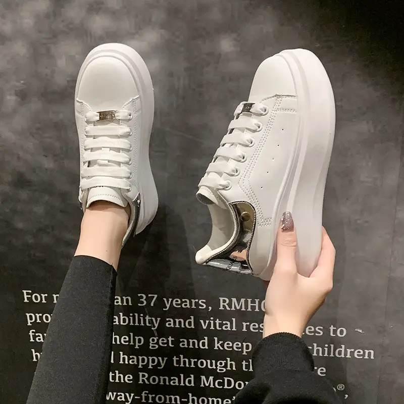 McQueen thick-soled small white shoes women's wholesale spring new explosions high-grade pine cake bottom casual versatile board shoes women's tide - Image 5