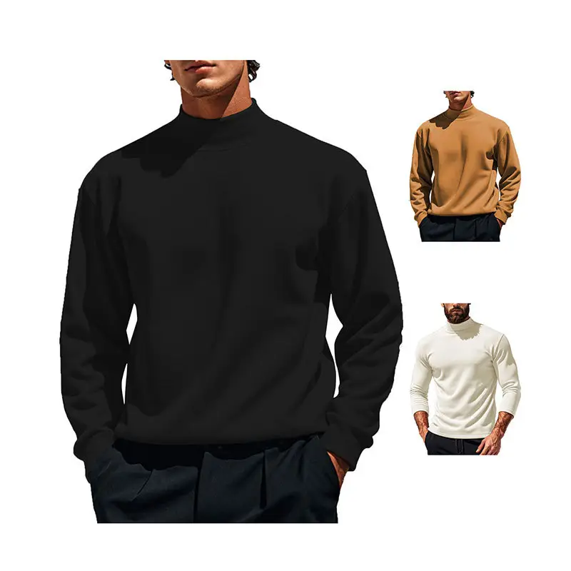 Men's Velvet Knitted Sweater Middle Collar Brown
