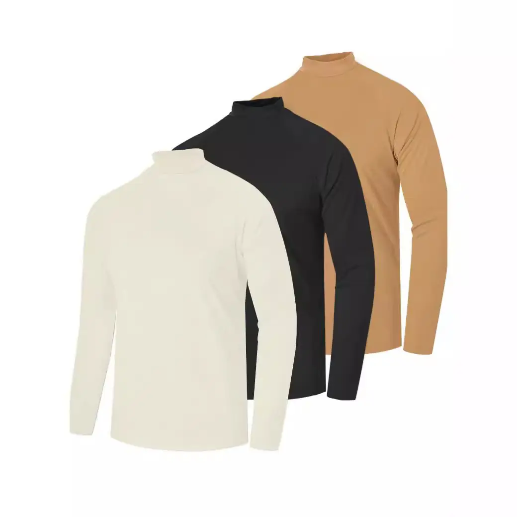 Men's Velvet Knitted Sweater Middle Collar Brown