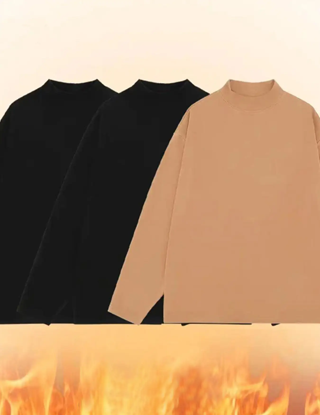 Men's Velvet Knitted Sweater Middle Collar Brown — feature 18