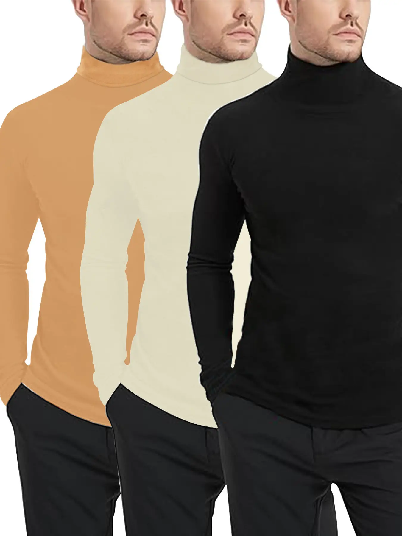 Men's Velvet Knitted Sweater Middle Collar Brown — feature 3