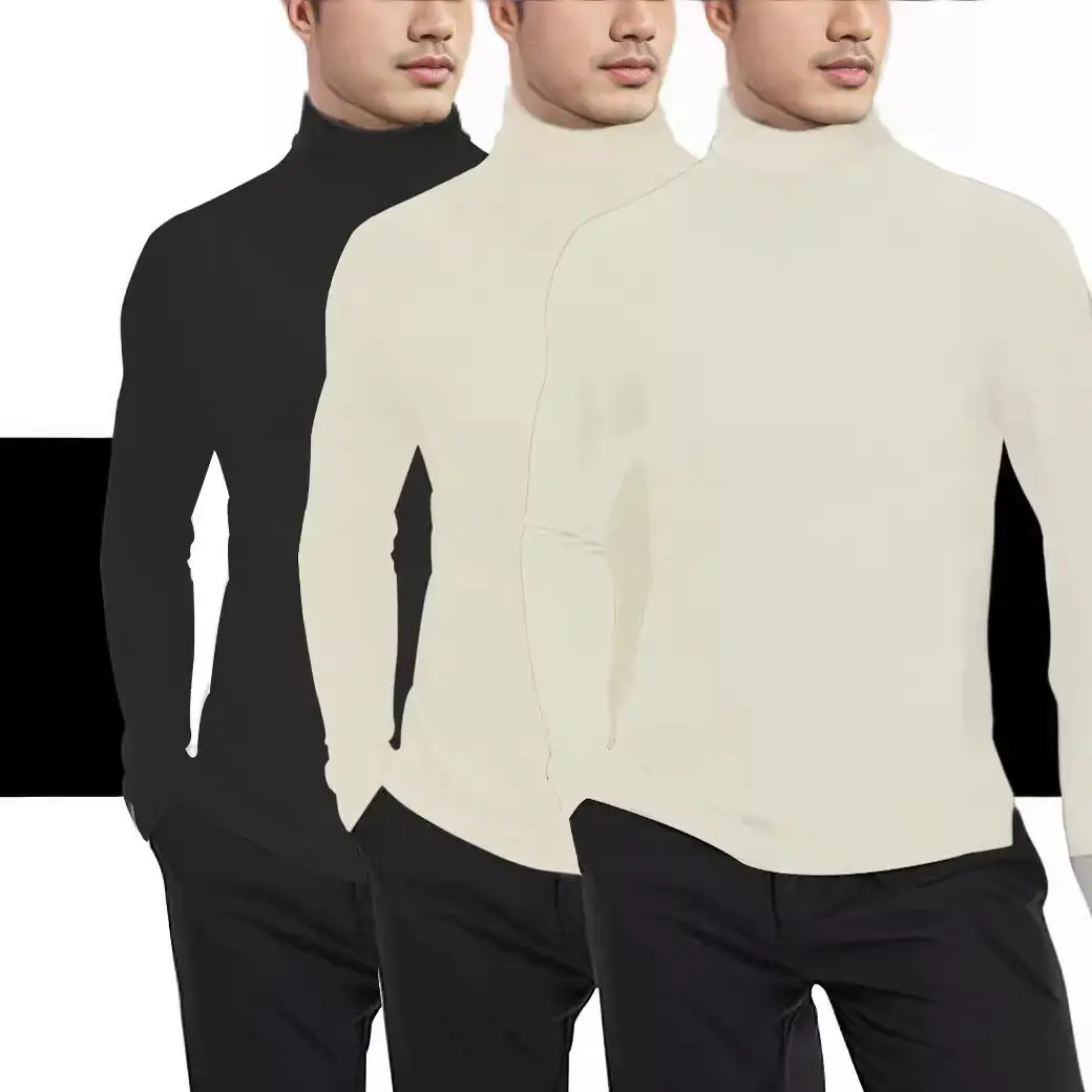 Men's Velvet Knitted Sweater Middle Collar Brown — feature 4