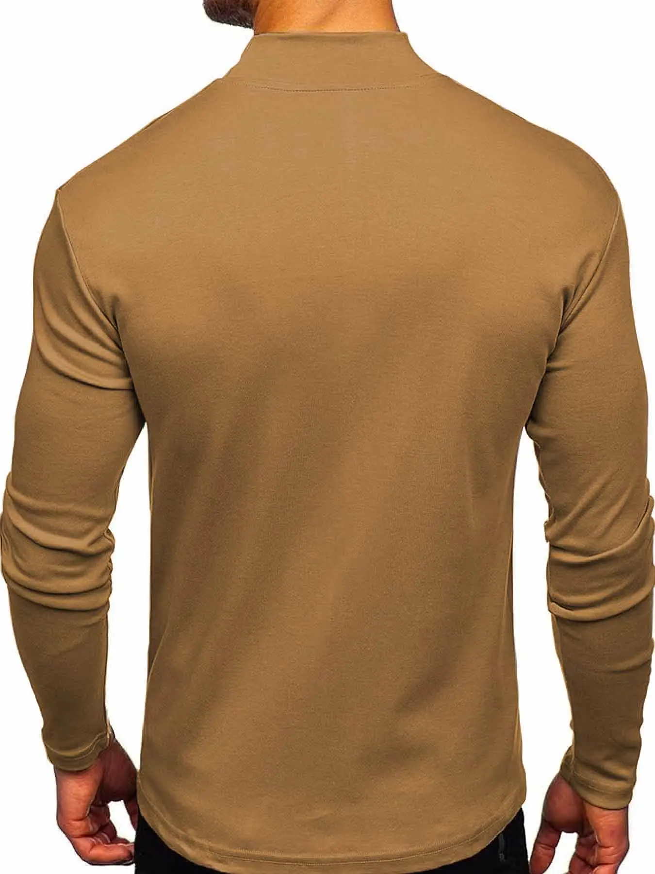 Men's Velvet Knitted Sweater Middle Collar Brown — feature 44