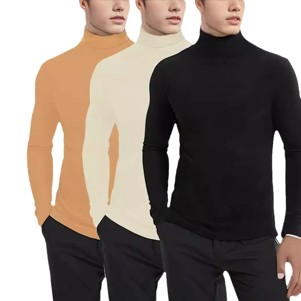 Men's Velvet Knitted Sweater Middle Collar Brown — feature 5