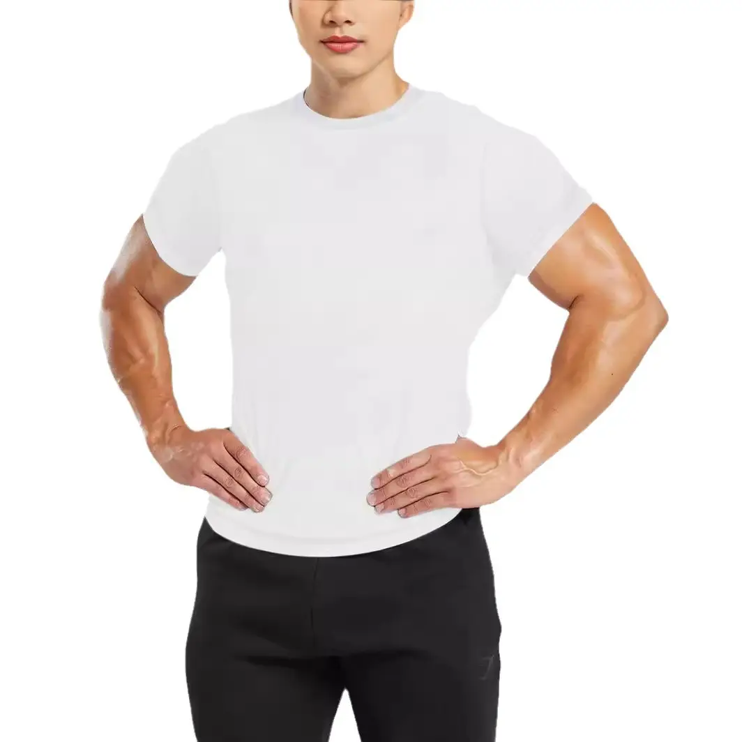 Men White Quick-Drying Crewneck T-Shirt