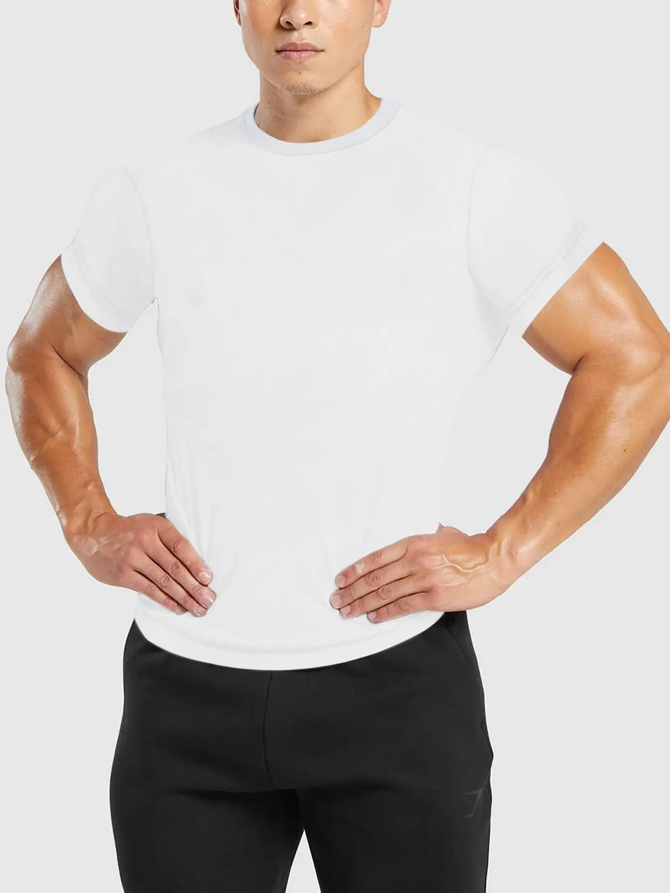 Men White Quick-Drying Crewneck T-Shirt