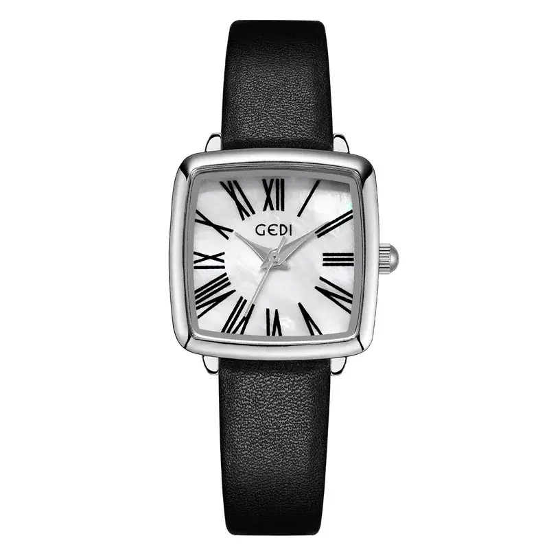 Gold Square Women's Quartz Watch with Leather Belt - Image 4